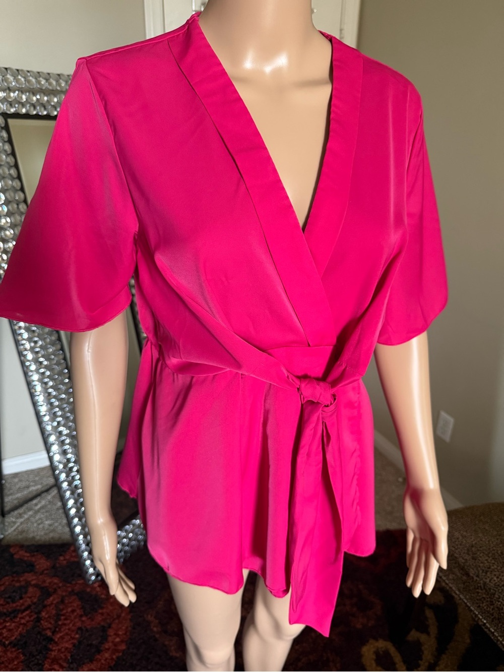 Fuchsia Wrap Tunic with Self Tie